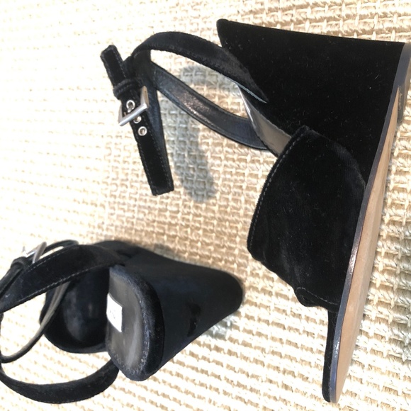 Prada Wedge Velvet Heels - Picture 1 of 7